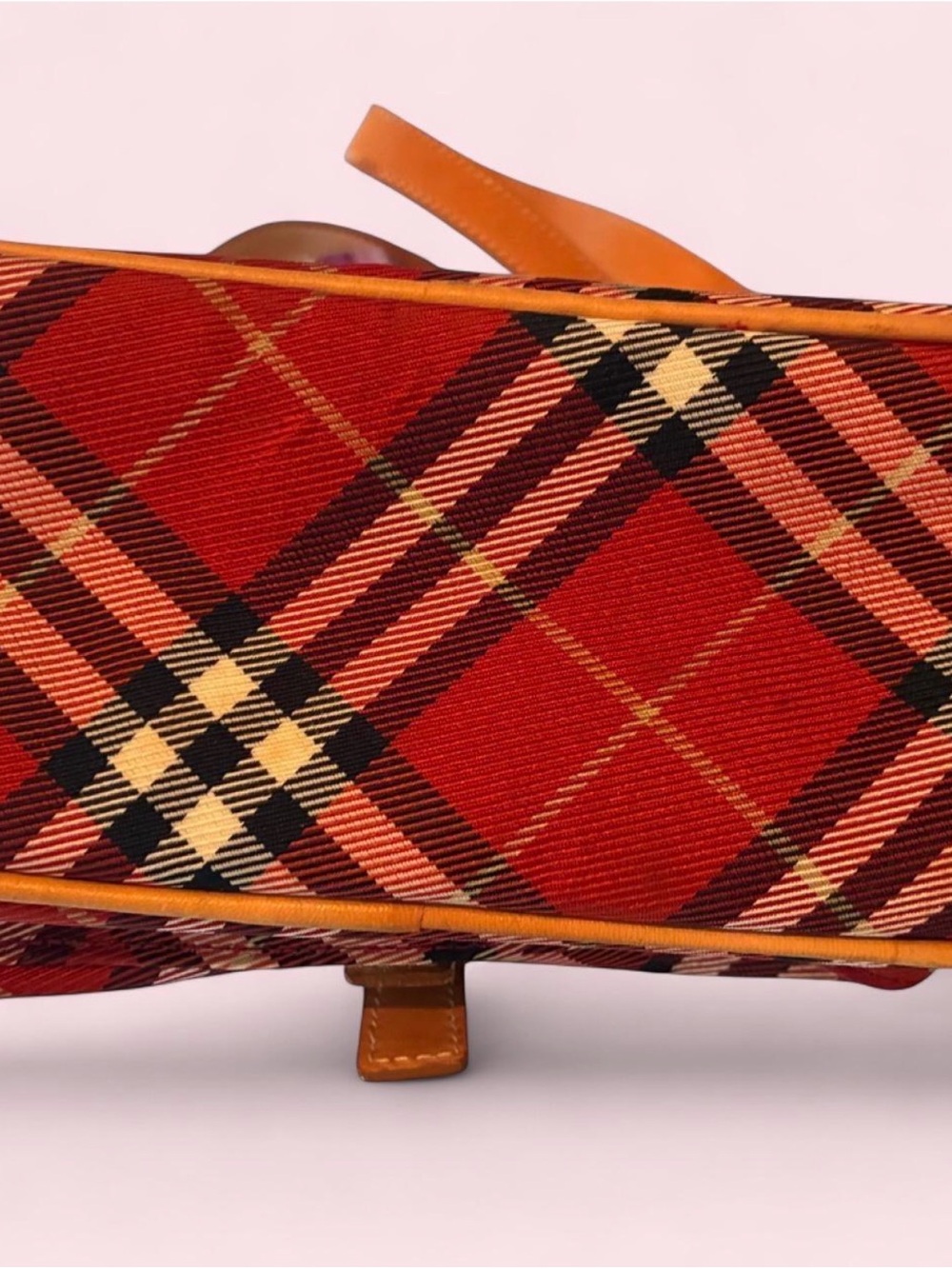 Burberry Red Plaid Crossbody with Tan Leather Strap - PRISTINE condition w/CO - Picture 8 of 9
